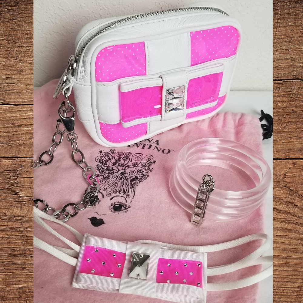 Rare Tarina Tarantino neon clutch cuff headband